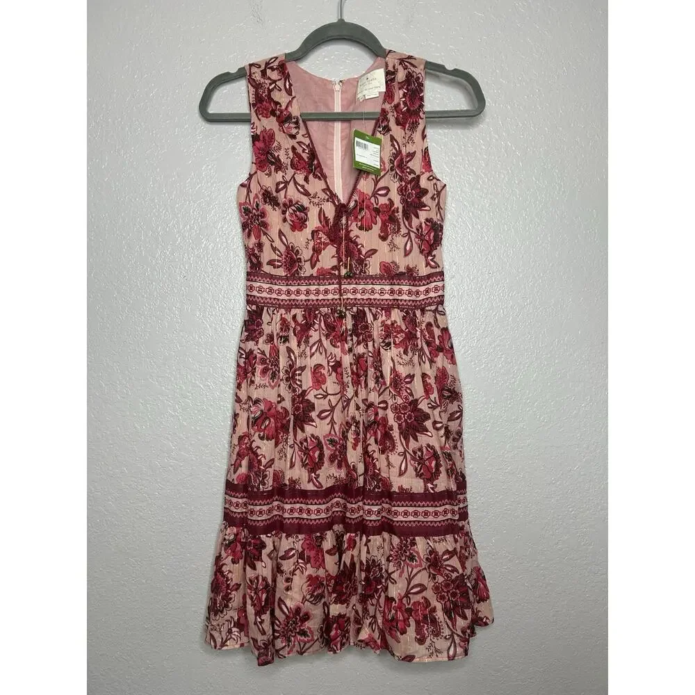 KATE SPADE New York Sleveless Pink Paisley Blossom Dress Classy Feminine Size 00